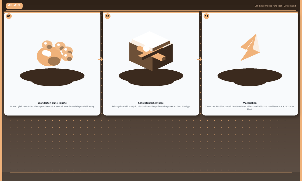 Ablauf: Wandarten ohne Tapete → Schichtenreihenfolge → Materialien
